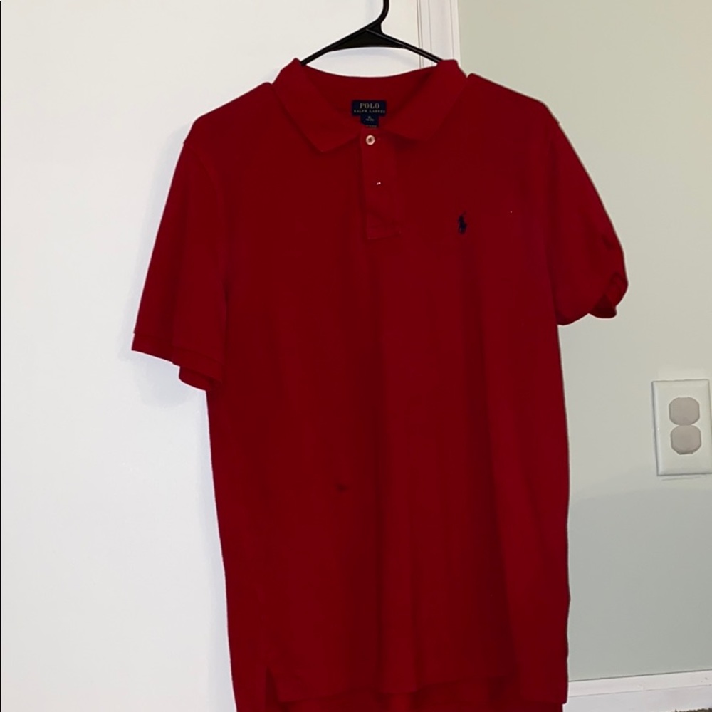 Red polo shirt